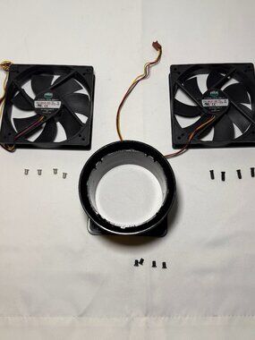 Lot of 2 Cooler Master A12025-12CB-3BN-F1 Fans & CPU Duct Shroud Tested Working